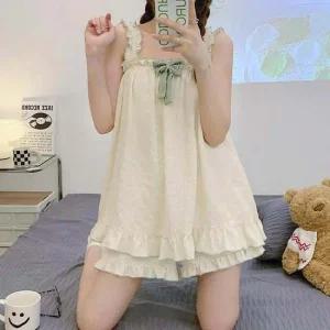 유 프릴 DS5039 홈 홈 슬립 파자마 언더 여성 투피스