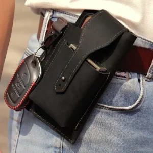 스티치 가죽 벨트 파우치 허리가방 스마트폰수납 생활용품 가정용품 생필품