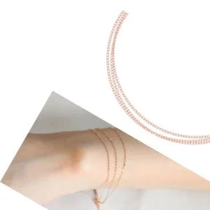 데일리팔찌 금 로즈골드 트리플 체인 데일리 팔찌 14K