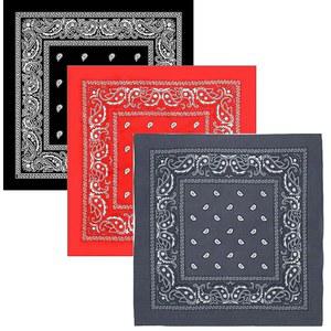 3Pcs 반다나 얼굴 마스크 100% 면 페이즐리 프린트 헤드 랩 스카프 헤드웨어 손목밴드 블랙 + 레드 그레이 원 사이즈