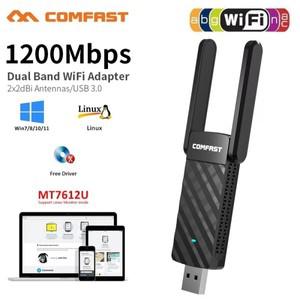 COMFAST 1200M MT7612U USB WiFi 듀얼 밴드 5G/2.4G 어댑터 안테나 동글 LAN Adaptador Windows/Linux 데스