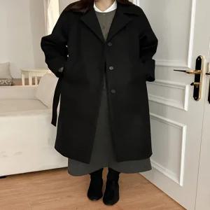 밤브렌 빅카라 쓰리버튼 롱 코트 85437 빅사이즈 여성의류