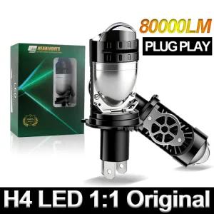 80000M 전구 터보 프로젝터 차 듀얼비전 100W 상하향등 H4 L 라이트 12V 24V C 오토바이부품 자동 안개등