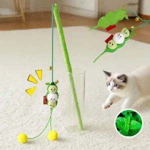 고양이 세척 모양 방지 삑삑이 귀여운 장난감 셀프 완두콩 인터랙티브 물림 벨 하이 스틱 새끼