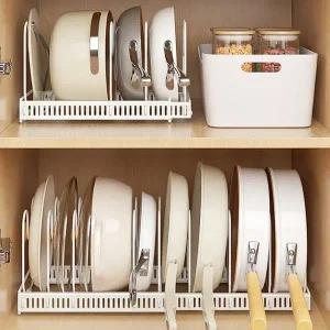 [골드스마일]주방용 조절 가능한 프라이팬 정리대 후라이팬 보관랙