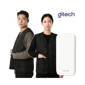 디테크 V넥 보온 발열 온열 조끼 USB 열선조끼 배터리 포함 2버튼 3단 온도조절 7발열