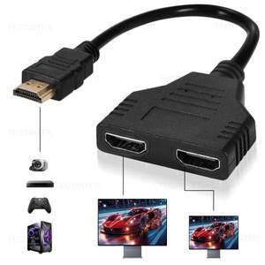 HD 1080P HDMI 스플리터 듀얼 포트 케이블 1입력 2출력 남성-여성 HDTV 어댑터 노트북 TV 박스 모니터 호환