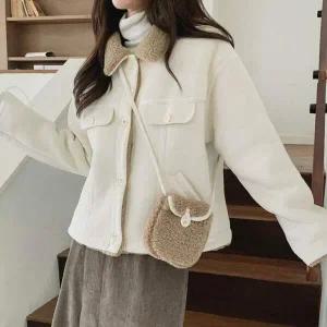 여성 양털 카라 소매 포인트 스타일 무스탕 자켓