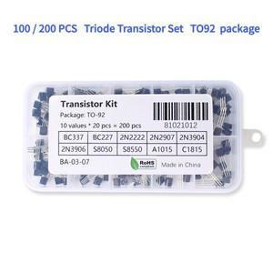 트라이오드 트랜지스터 세트 PNP NPN 키트 BC337 2N2222 2N2907 2N3904 S8050 A1015 C1815 TO92 100 개 200