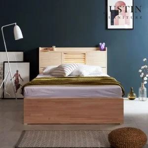 [저스틴퍼니처]림 편백나무 원목 조명 수납침대(SS)