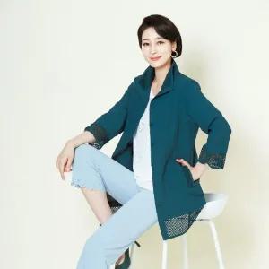 써니 메쉬 배색 재킷+베어모티브 핫픽스 민소매탑