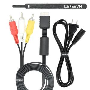 PS1 PS2 PS3용 전원 코드 및 AV 케이블 AC PlayStation 1 2 3 Prong 충전 어댑터 오디오 비디오 RCA 교체