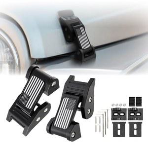 USR 97-06 TJ 후드 래치 금속 구조 잠금 캐치 - 튼튼한 세트 (2개) 1997-2006 지프 랭글러 SE/사하라/스포츠/루비콘과 호환 (미국 국기 에디션, 하드웨어 설치 포함)