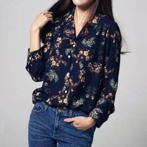 꽃무늬블라우스 꽃무늬패턴 브이넥카라 아이보리블라 QIr8+1HbV