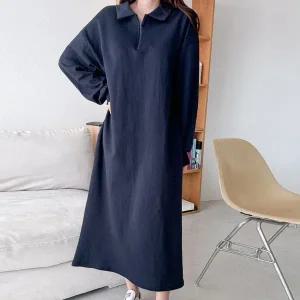 [하프클럽/]빅사이즈 512 플랜지퍼카라롱원피스 DART654