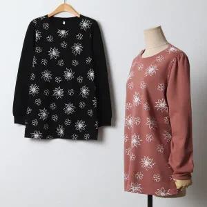 [하프클럽/]빅사이즈 512 코튼플라워나염긴팔티 DMNJ461