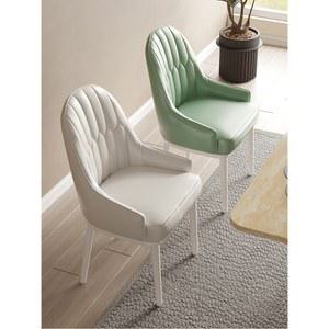 밀크풍찬의자 가정용 편안하고 오래 고급스러운 화이트 의자 등받이 식탁 마작 앉아있는