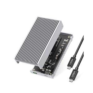 GEWOKLIY 무소음 40Gbps M.2 NVMe 인클로저, USB C 알루미늄 외장 SSD 인클로저 호환 Thunderbolt4 /3 8TB 어댑터, PCIe Gen4 리더, 2280 / 2260 2242 2230mm M+M 키(실버) 장착