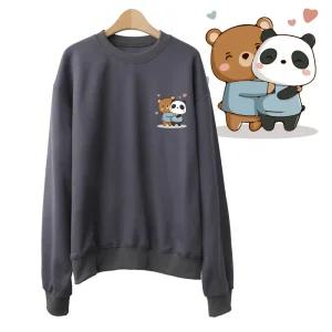 전사 프린트 기모맨투맨 티셔츠 긴팔 오버핏 빅사이즈 하트베어