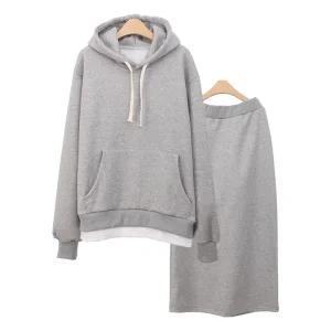 트레이닝복 맨투맨 티셔츠 치마 오버핏 빅사이즈 기모 후드치마셋