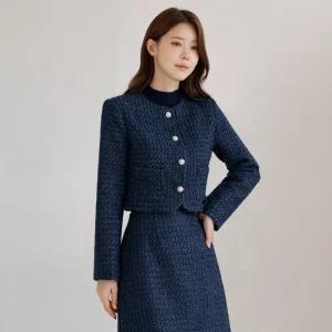 [시크라인] (~XXL까지) 케오안 펄 트위드 크롭자켓 겨울 아우터 하객룩 오피스룩 모임룩 격식룩 연말룩 빅사이즈