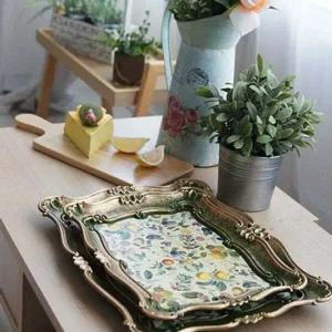 독특한 CP81MU58 끝처리로 가벼운 빈티지 사각쟁반 2P세트