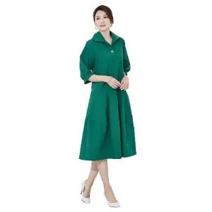 (쇼)단추장식 카라 반소매 롱 원피스