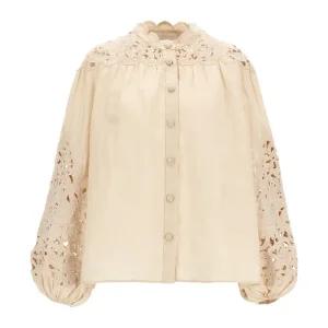 와일리 자수 리넨 블라우스 1834TRS251 CRM