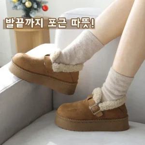 바닐라슈 베이린 뽀글이 퍼안감 벨트 통굽 로퍼슈즈(4cm)