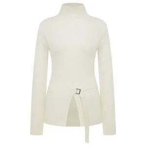 [LINE](타임스퀘어점패션관)[라인어디션]벨트 디테일 하이넥 니트 NVPOPL9700