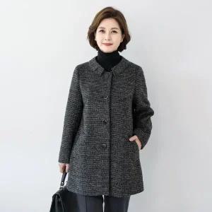 엄마옷 마담4060 블랙모직하프 데일리 중년여성 코트-RCO2512013-