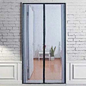 자석 문 모기장 그레이 120cm 테이프 흔들림방지 해충 차단 환기 통풍 그물망 탈부착