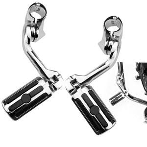 할리 데이비슨 다이나 투어링 스트리트 글라이드 일렉트라 로드 킹 소프트테일 스포츠스터 CVO 트라이크 VRSC용 1.25 u201D 조절식 고속도로 풋 페그 - 롱 앵글 크래시 / 1-1/4 엔진 가드 (크롬)