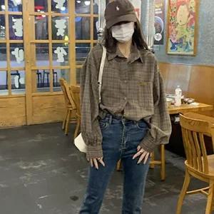 여자 루즈핏 데일리 셔츠 클래식 체크 스타일 외출 체크 패턴