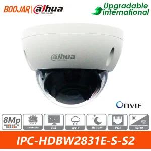 Dahua IPC-HDBW2831E-S-S2 8MP 라이트 IR 30M 고정 초점 돔 네트워크 카메라 4k 스타라이트 IVS Onvif IP67