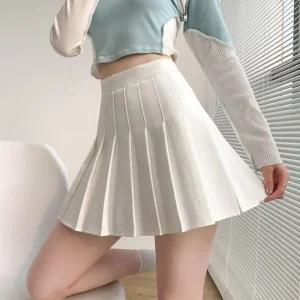 여자 스커트 짧은 속바지 미니 내장 주름 플리츠