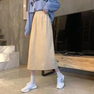 여자 A라인 데일리룩 하이웨이스트 롱스커트 겨울