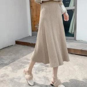 편한 롱스커트 쫀쫀한 가을 허리밴딩 겨울 3컬러 니트