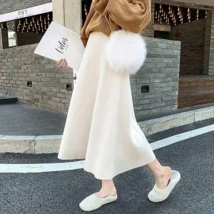 여성 가을 플레어핏 겨울 치마 A라인 니트 소프트벨 롱 LND 스커트
