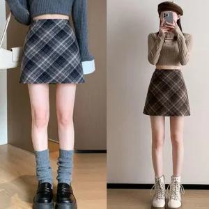 여자 모직 가을 러블리 겨울 미니스커트 체크 2컬러