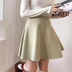 캐주얼룩 밴딩치마 겨울치마 캐주얼치마 하이웨이스트 5컬러 플레어 심플 가을치마 가