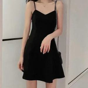 RNR-0072 블랙 원피스 실루엣 슬림 뷔스티에 모던