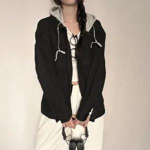 여성 패션데님자켓 청자켓 9 겨울 N 루즈핏 데님 컬러 투웨이데님자켓 아우터 후드 후