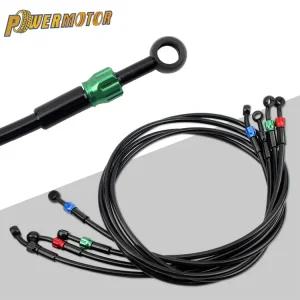 120cm 스틸 오토바이 튜브 오일 호스 M10 싱 자전거 스테인레스 땋 스트 부품 먼지 사키 ATV