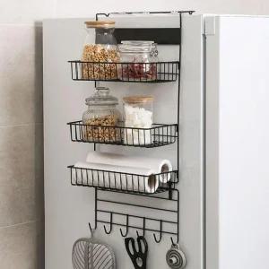 수납 현관문 벽걸이 정리 무타공 다용도 부착 미니 앵글 벽선반 선반 철제 냉장고 정