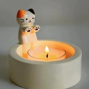 고양이 트레이 캔들 불쬐는 양초 받침대 홀더 귀염냥