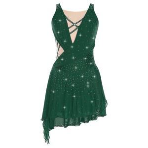 윈르찬 여성 피겨 스케이팅 드레스 라인스톤 서정적인 댄스 플로이 툴 스커트 레오타드 발레 댄스웨어