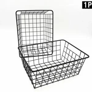 바구니 정리 수납용 철제 바스켓 북유럽 감성-검정