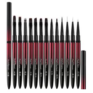 드로잉 펜 레드 스타일 그라디언트 페인팅 블랙 브 13 매니 케이스 핸들 붓통 UV 라인 네일 젤