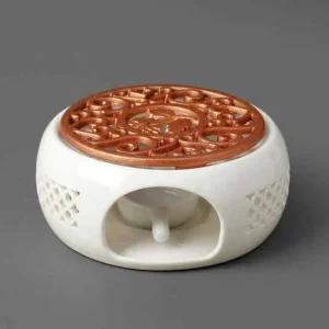 힐링홈 도자기 티워머 화이트+브론즈